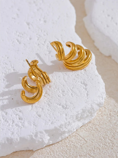 Unique stainless steel minimalist hoop earrings - product image