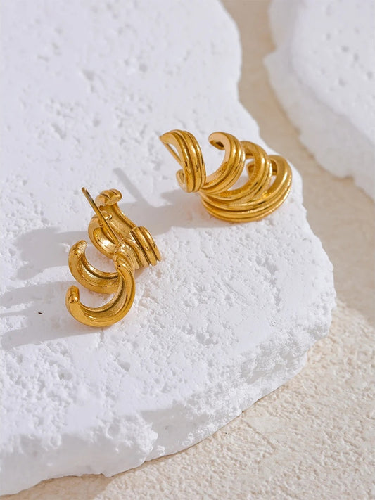 Unique stainless steel minimalist hoop earrings - product image