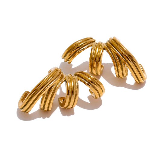 Unique stainless steel minimalist hoop earrings - product image