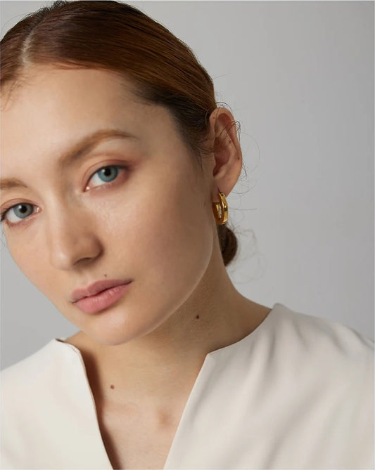 Unusual abstract texture hoop earrings - product image