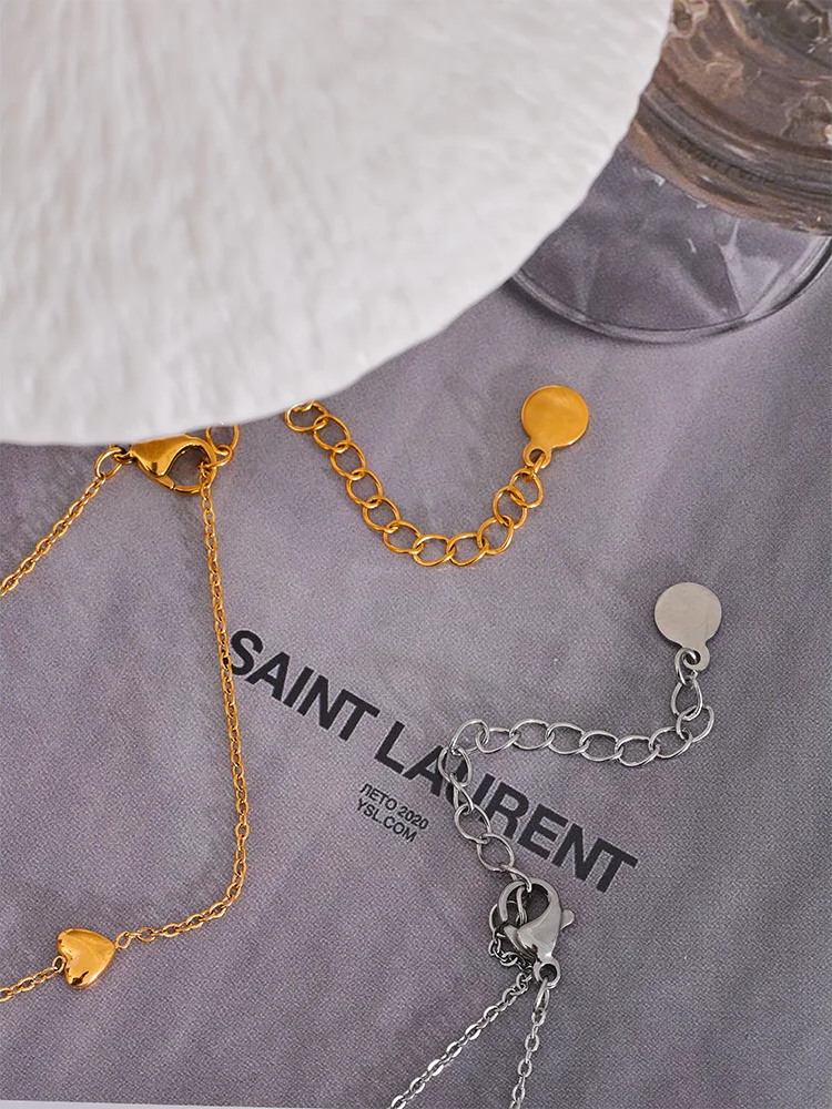 Very thin heart chain link necklace - product image