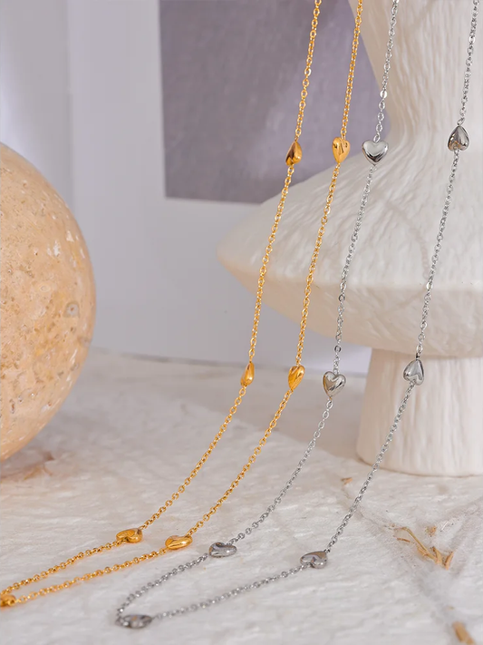 Very thin heart chain link necklace - product image