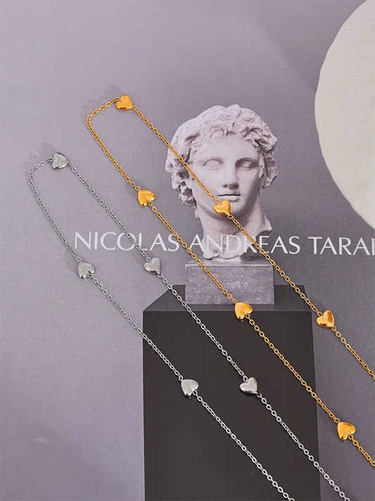 Very thin heart chain link necklace - product image