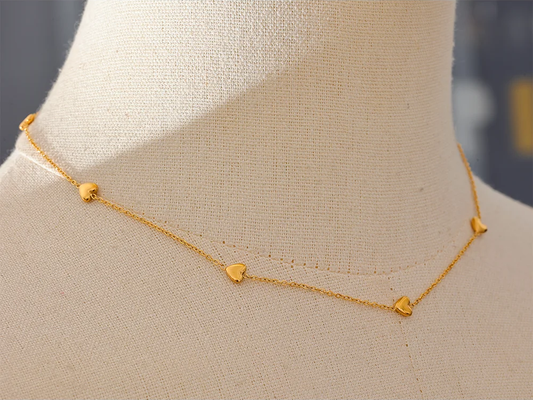 Very thin heart chain link necklace - product image