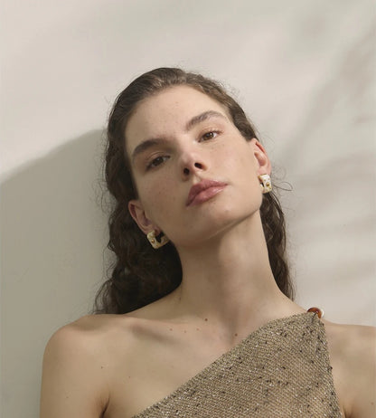 Vintage cowboy style resin hoop earrings - product image