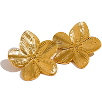 Vintage Gold Color Flower Stud Earrings
