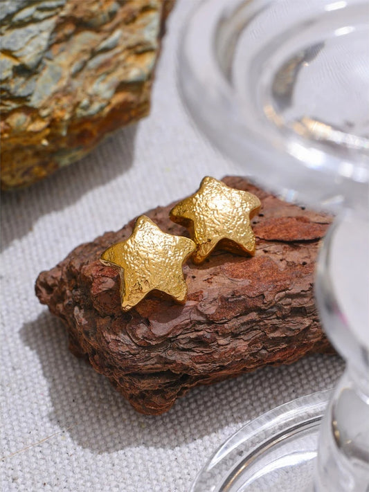 Vintage hammer star push-back stud earrings - product image