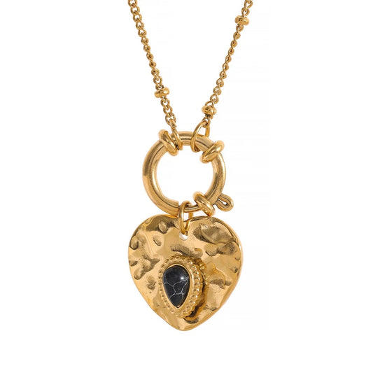 Vintage metal heart pendant necklace - product image