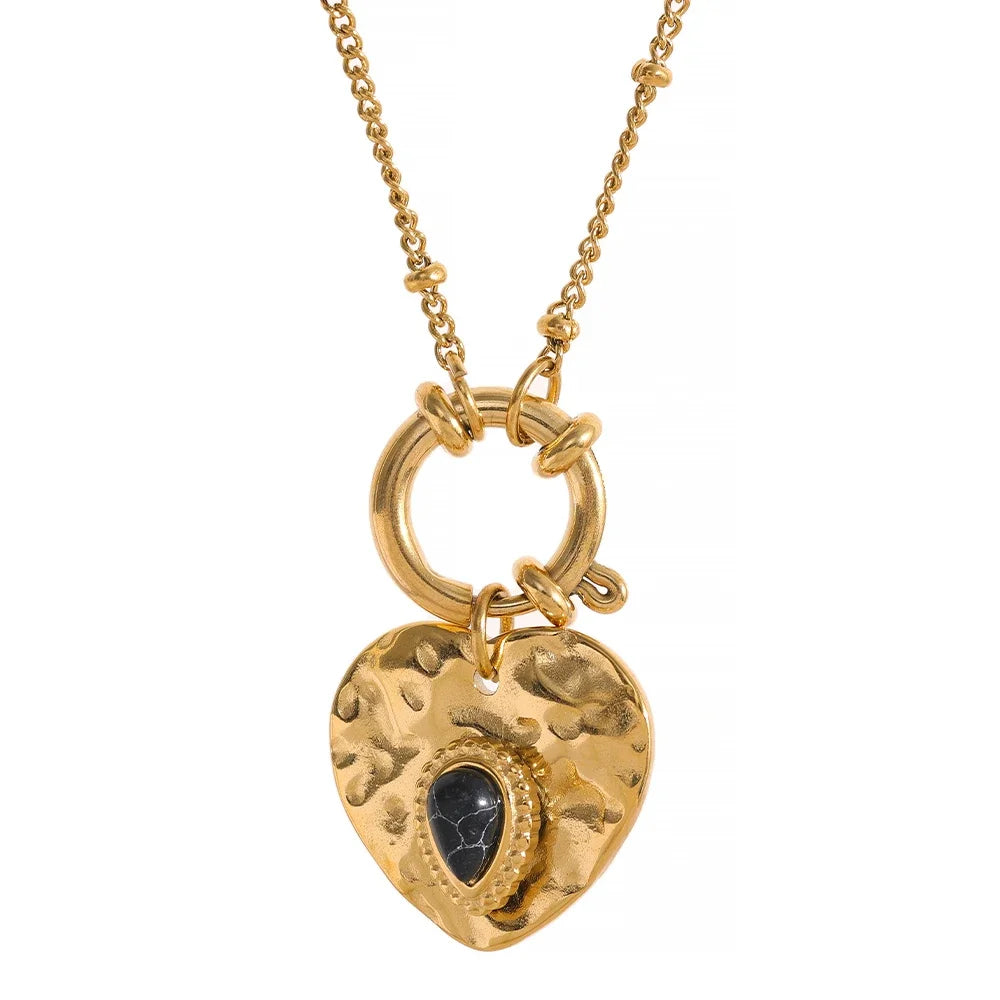 Vintage metal heart pendant necklace - product image