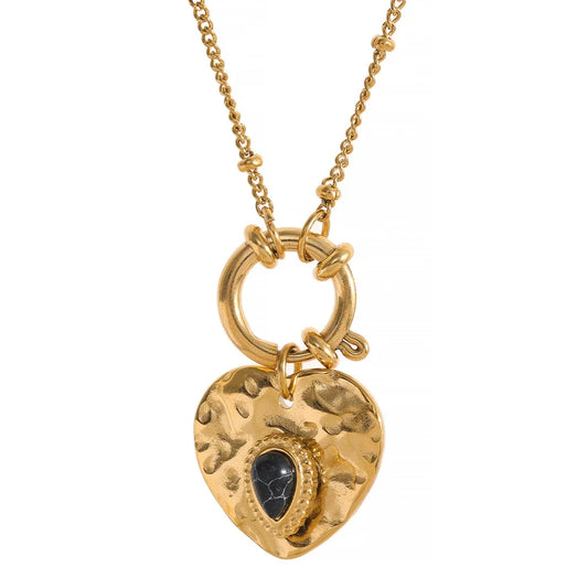Vintage metal heart pendant necklace - product image