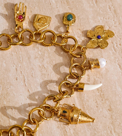 Vintage palm kettle flower drop pendant necklace women - product image