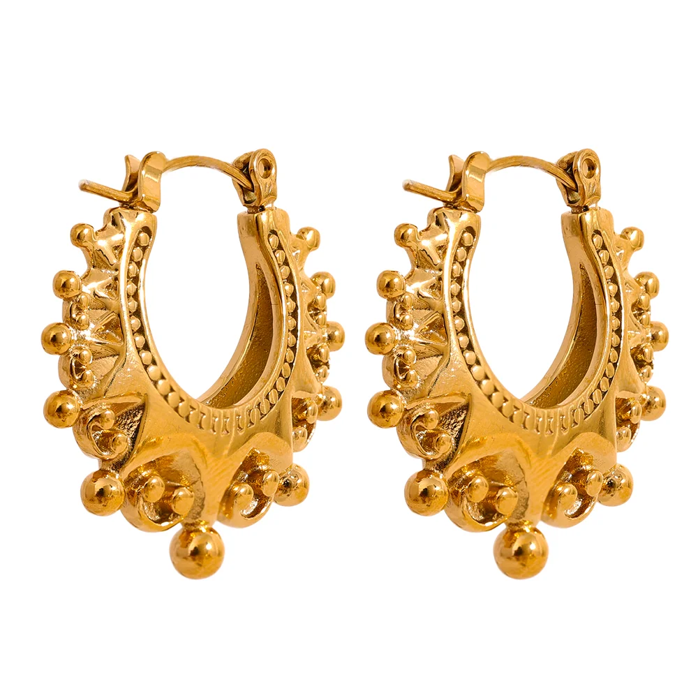 Vintage round half empty hoop earrings - product image
