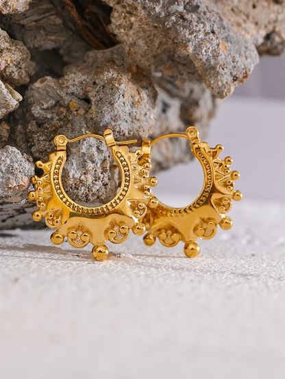 Vintage round half empty hoop earrings - product image