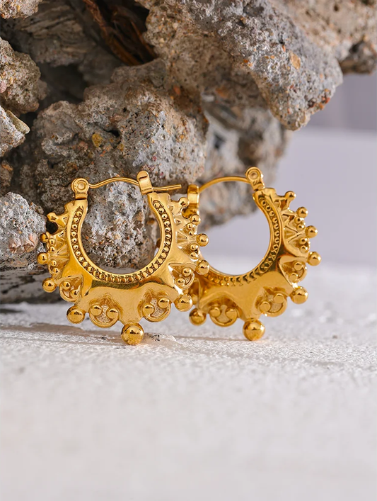 Vintage round half empty hoop earrings - product image