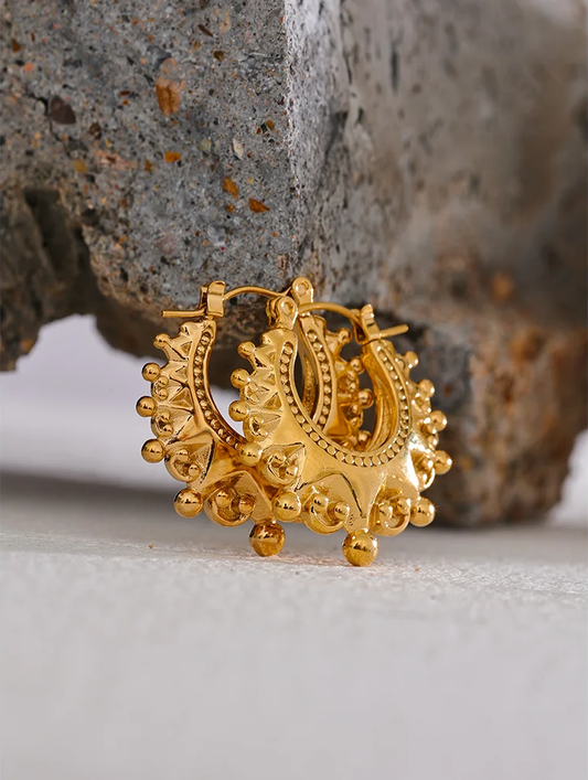 Vintage round half empty hoop earrings - product image
