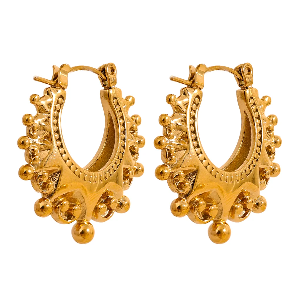 Vintage round half empty hoop earrings - product image