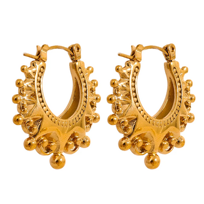 Vintage round half empty hoop earrings - product image