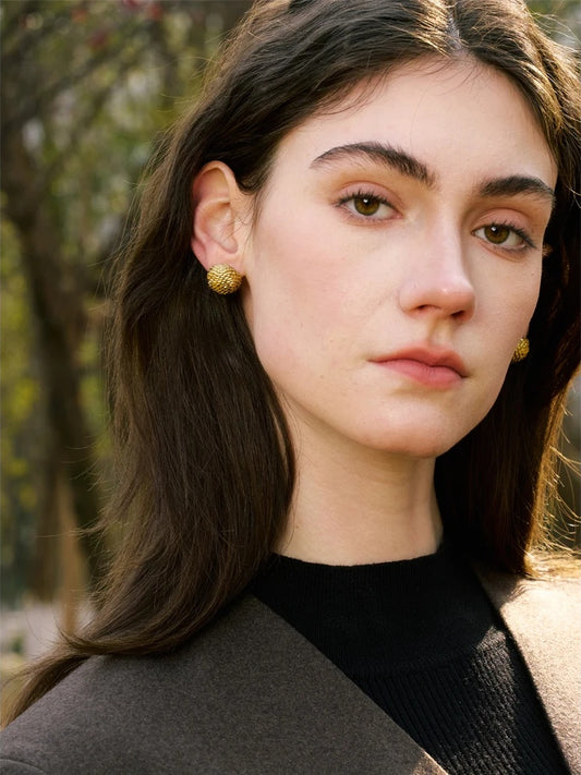 Vintage round stud earrings for women - product image