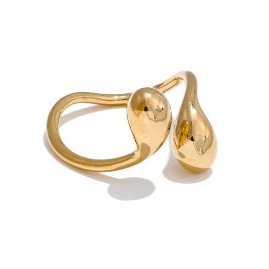 Water drop adjustable minimalist smooth ring - product image