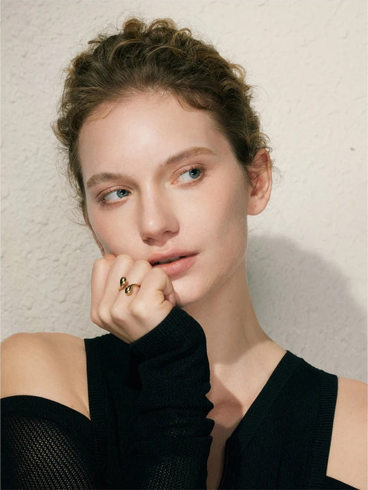 Water drop adjustable minimalist smooth ring - product image