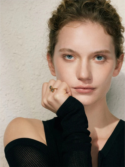Water drop adjustable minimalist smooth ring - product image