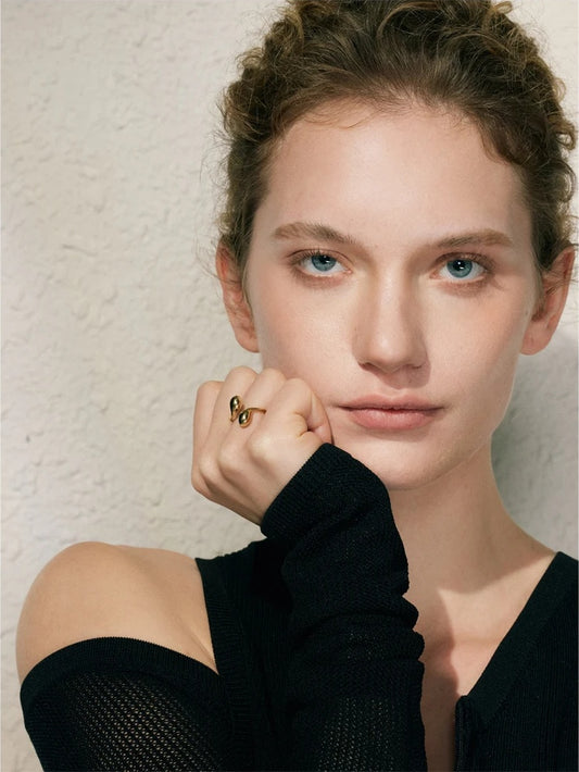 Water drop adjustable minimalist smooth ring - product image