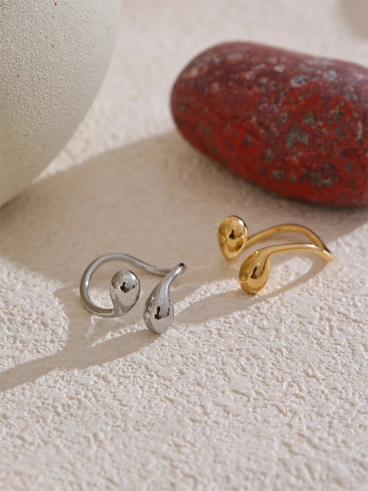 Water drop adjustable minimalist smooth ring - product image