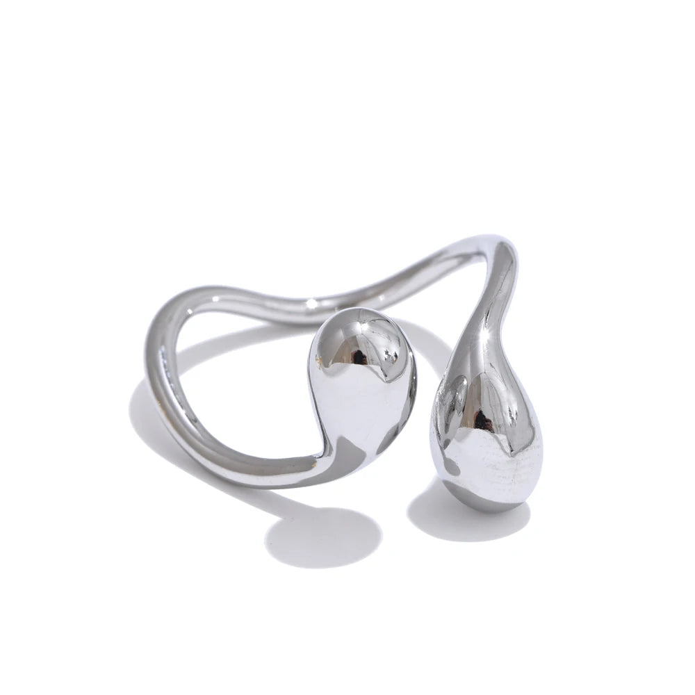 Water drop adjustable minimalist smooth ring - product image