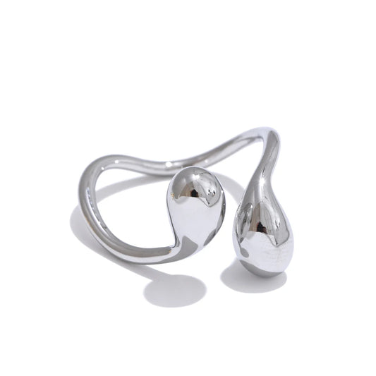 Water drop adjustable minimalist smooth ring - product image