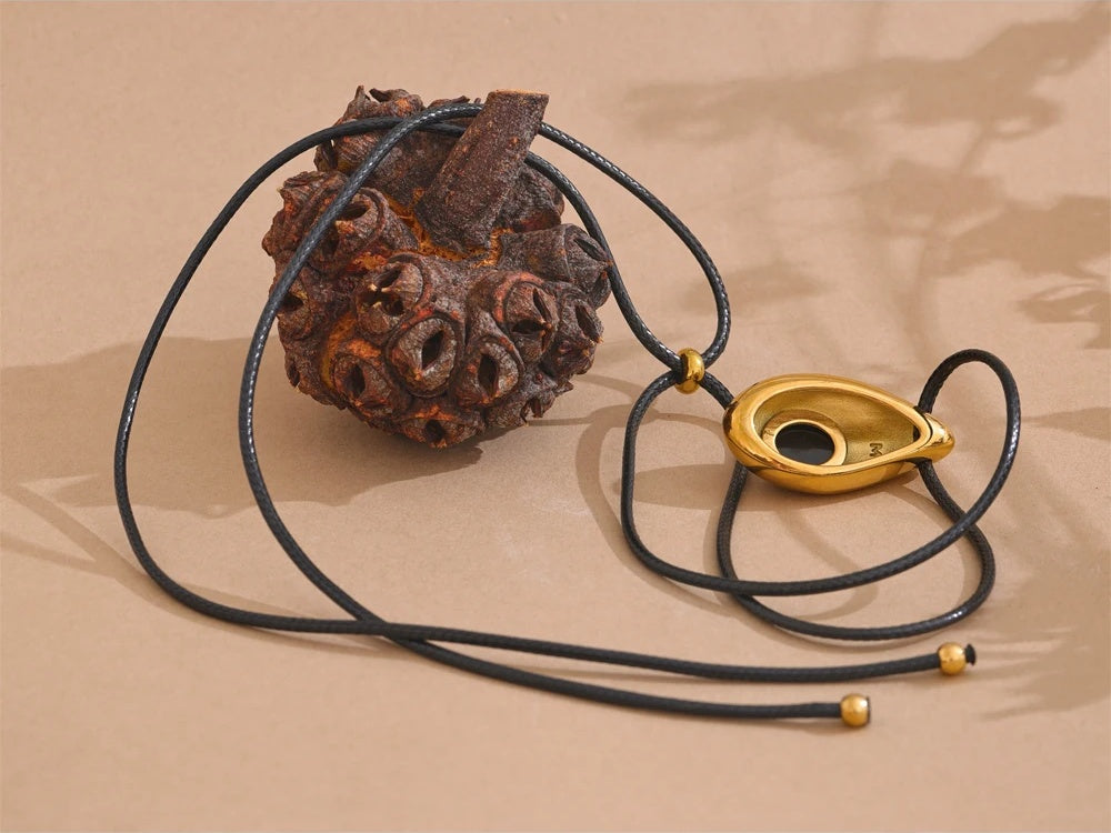 Water drop agate stone pendant pu leather necklace - product image