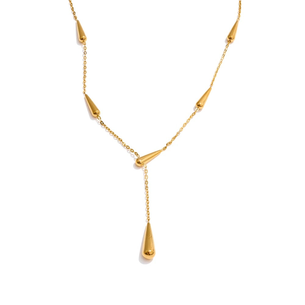 Water drop cast pendant fashion necklace - product image