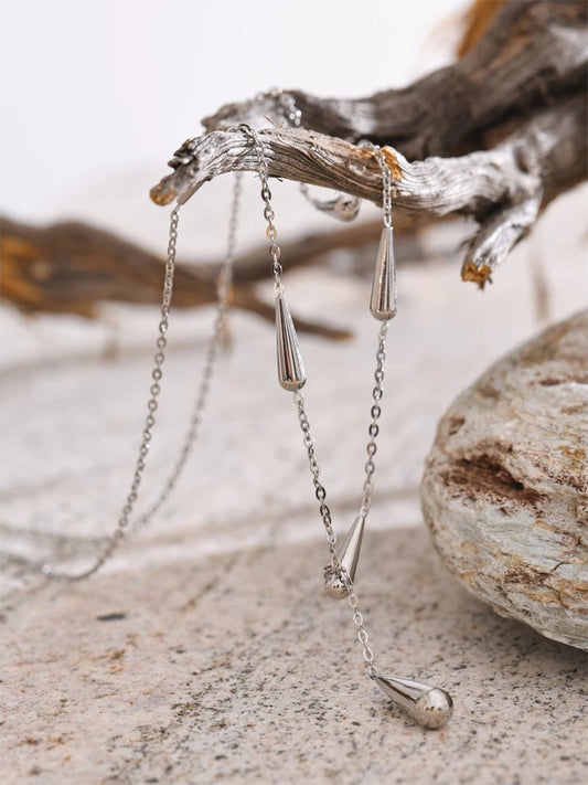 Water drop cast pendant fashion necklace - product image
