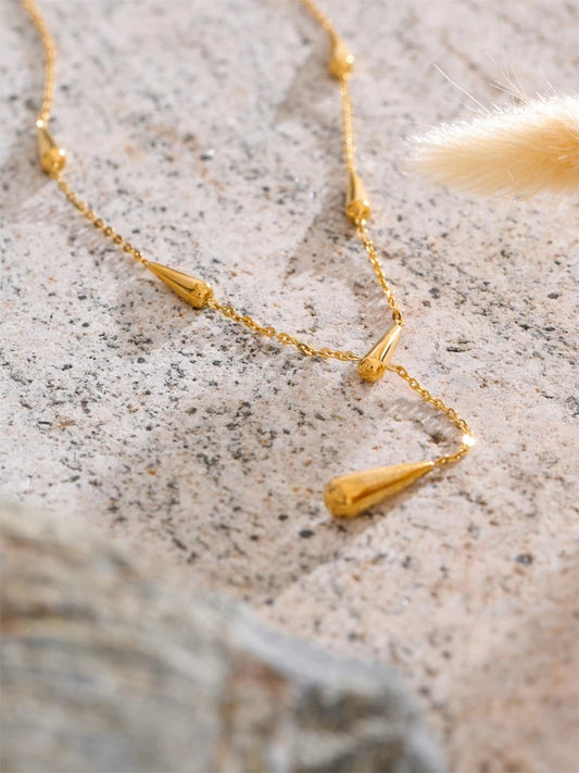 Water drop cast pendant fashion necklace - product image