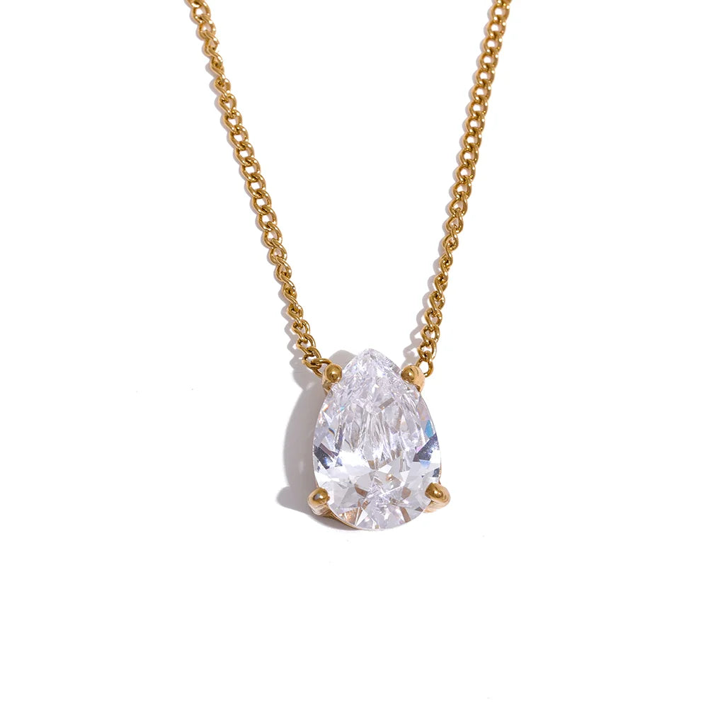 Water drop cubic zirconia necklace earrings set - product image