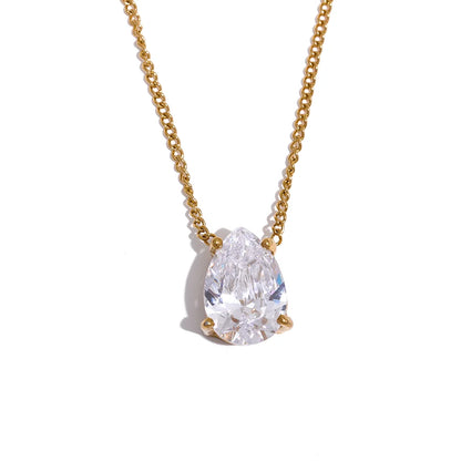 Water drop cubic zirconia necklace earrings set - product image