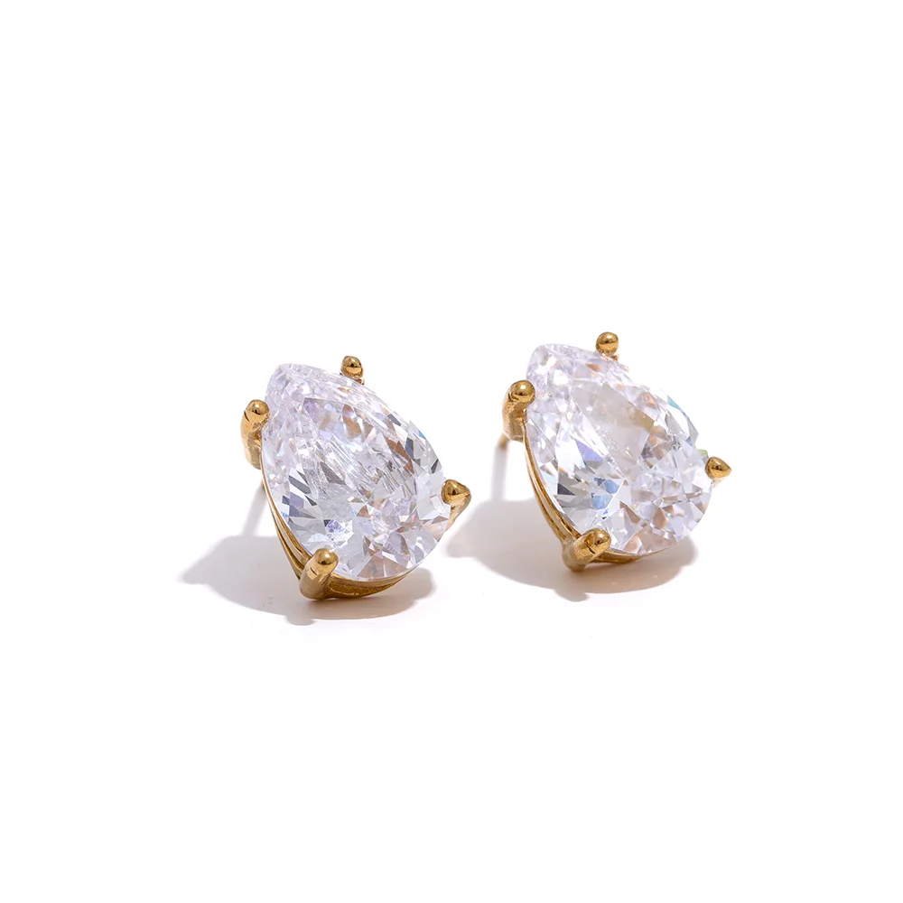 Water drop cubic zirconia necklace earrings set - product image