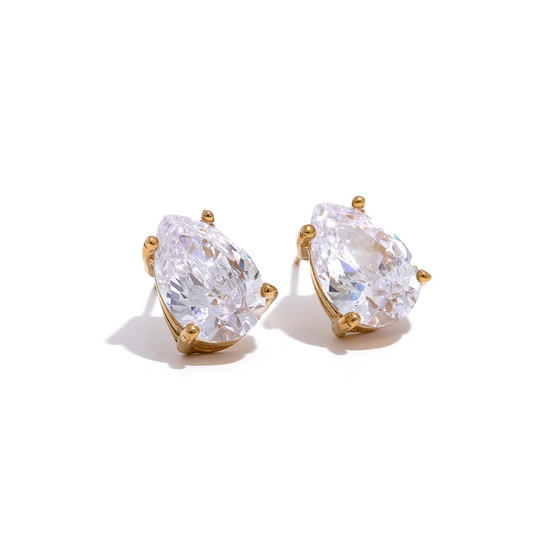 Water drop cubic zirconia necklace earrings set - product image