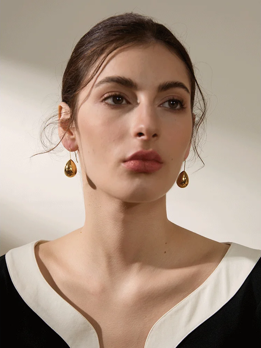 Water drop hanging hoop earrings - product image