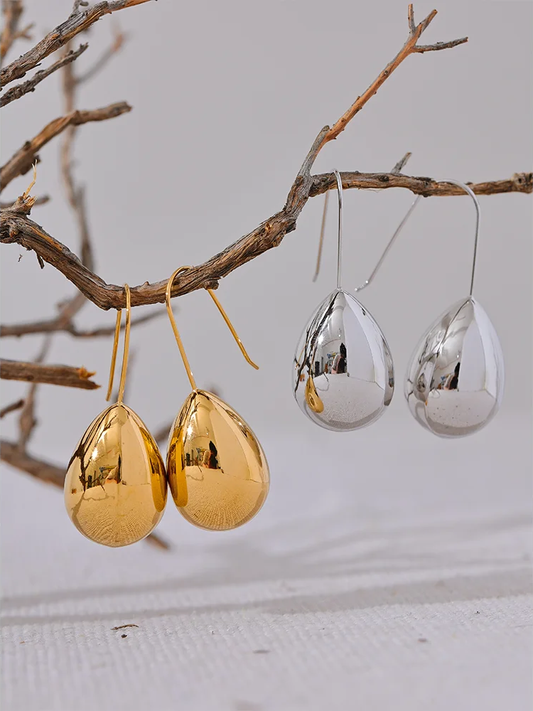 Water drop hanging hoop earrings - product image