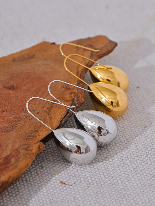 Water drop hanging hoop earrings - product image