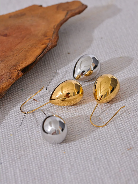 Water drop hanging hoop earrings - product image