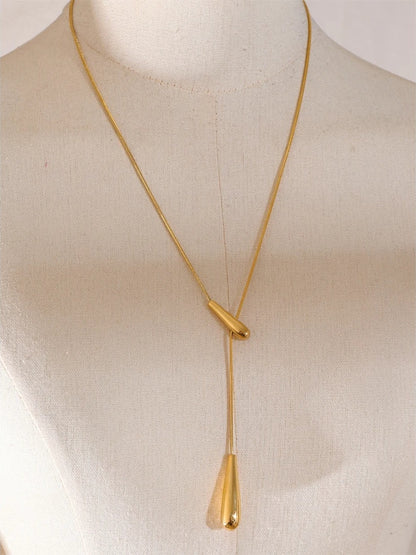 Water drop long adjustable pendant necklace women - product image
