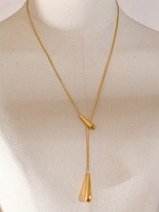 Water drop long adjustable pendant necklace women - product image