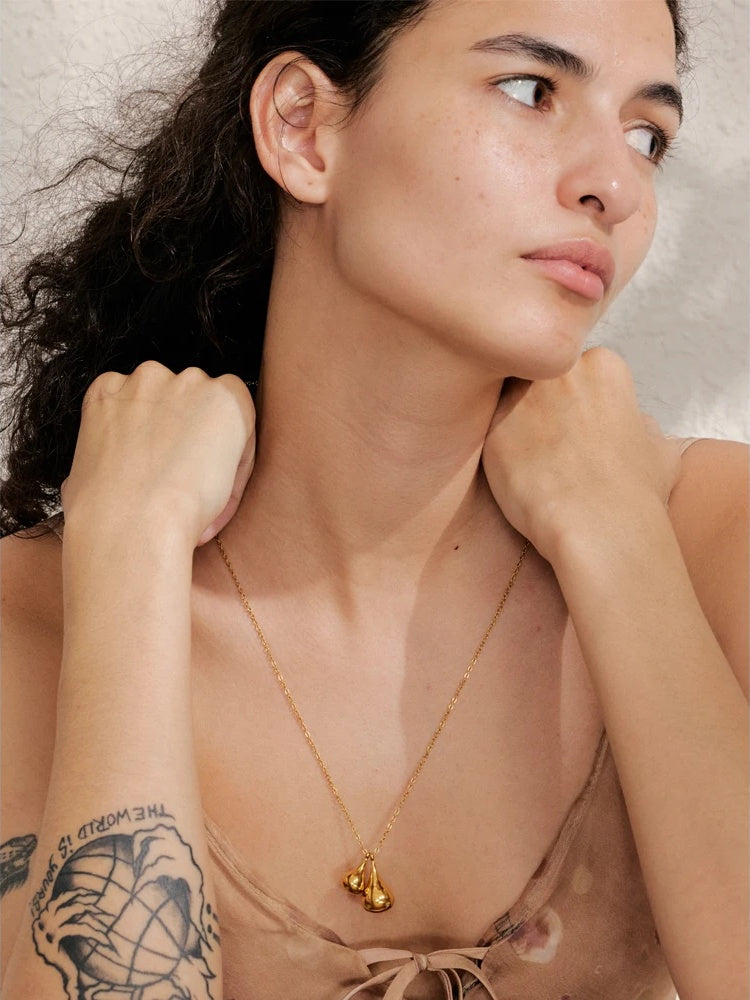 Water drop teardrop pendant necklace rust proof - product image