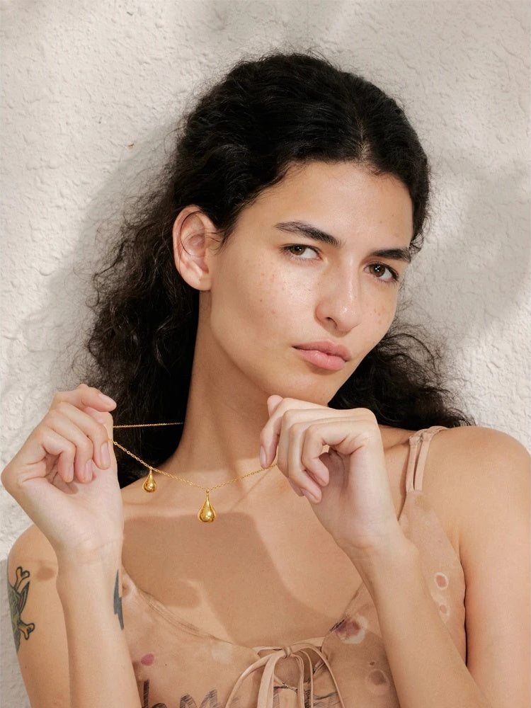 Water drop teardrop pendant necklace rust proof - product image