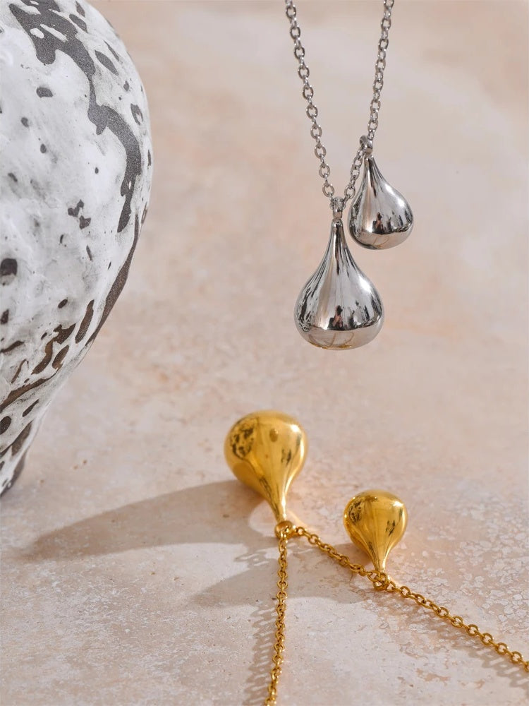 Water drop teardrop pendant necklace rust proof - product image