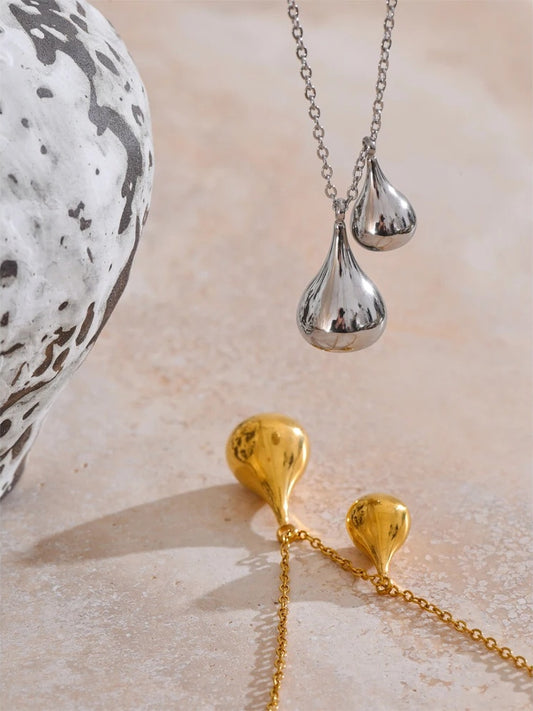 Water drop teardrop pendant necklace rust proof - product image