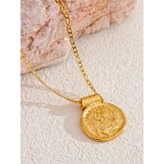 Waterproof 12 constellation hammered vintage pendant necklace - product image