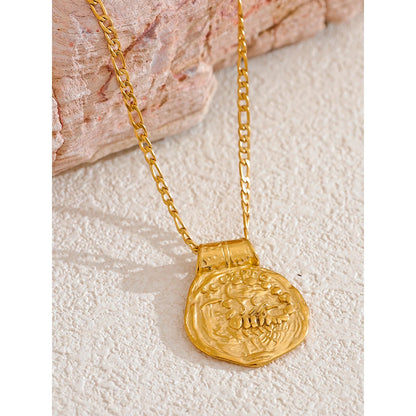 Waterproof 12 constellation hammered vintage pendant necklace - product image