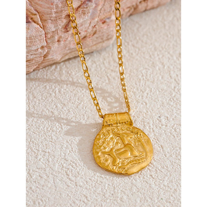 Waterproof 12 constellation hammered vintage pendant necklace - product image
